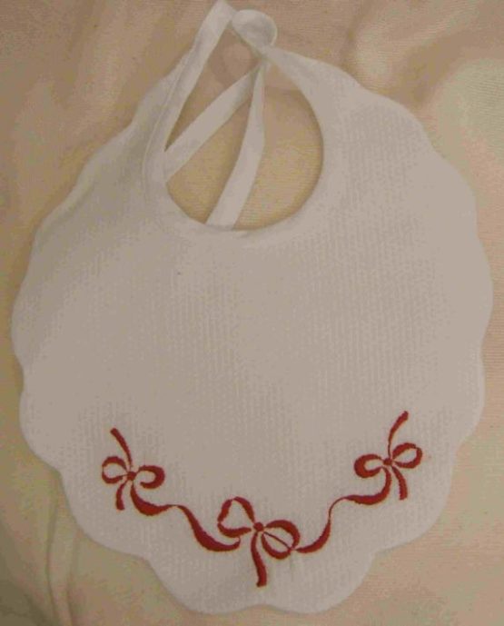 Bavaglino piquette bianco nastrine rosse